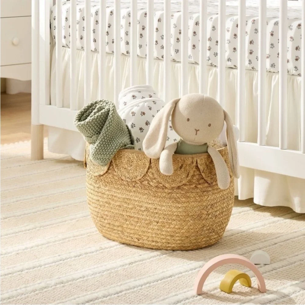 Natural Woven Scalloped Baby Diaper Caddy & Basket - Hearth & Hand with Magnolia